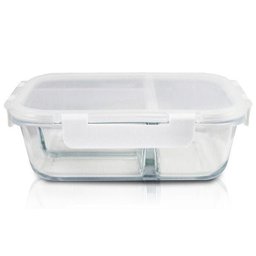 (fitness) Pote de Vidro Hermético Branco com 3 Divisórias 1000ml - 3