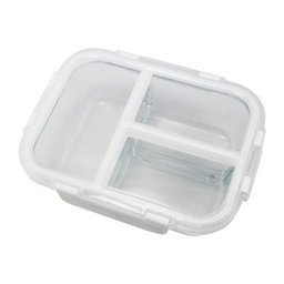 (fitness) Pote de Vidro Hermético Branco com 3 Divisórias 1000ml - 4