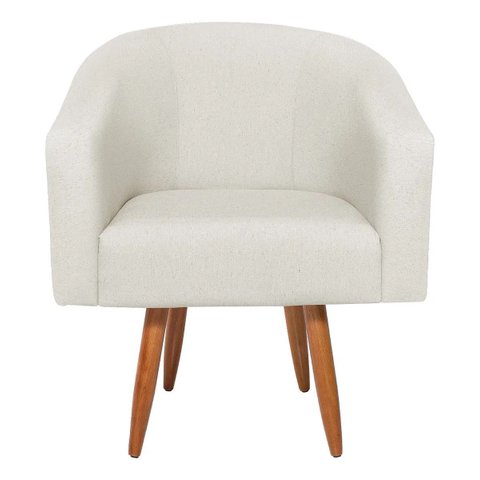 Poltrona Decorativa Recepção Luiza Jj Pés Palito Linho:bege