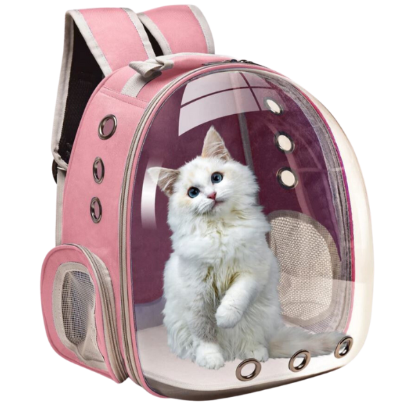 Mochila Pet Transporte Cães Gato Visão 360 Panorâmica Passeio Confortável: Cor:rosa