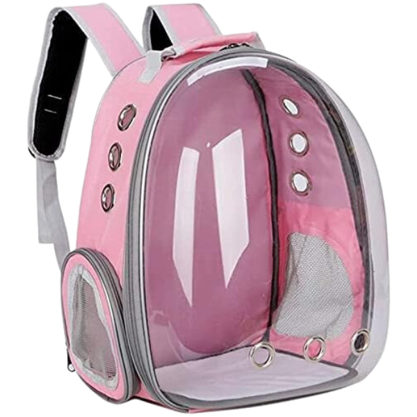 Mochila Pet Transporte Cães Gato Visão 360 Panorâmica Passeio Confortável: Cor:rosa - 2