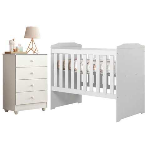 Berço Americano Carinho com Gaveteiro Soft Branco Acetinado - Tigus