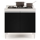 Ver imagem 7 de Balcão para Cooktop 80cm 2 Portas Flórida Branco/Preto - Lumil Móveis