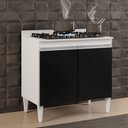 Ver imagem 2 de Balcão para Cooktop 80cm 2 Portas Flórida Branco/Preto - Lumil Móveis