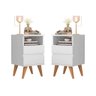 Conjunto 2 Mesa de cabeceira Retrô Pés Palito Em Madeira Maciça - Pop - Varias cores - Branco - 1