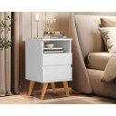 Ver imagem 2 de Conjunto 2 Mesa de cabeceira Retrô Pés Palito Em Madeira Maciça - Pop - Varias cores - Branco