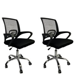 Kit 2 Cadeiras Escritório Secretária Modelo Ascend Base Cromada com Rodinha Preta - 1