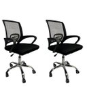 Ver imagem 1 de Kit 2 Cadeiras Escritório Secretária Modelo Ascend Base Cromada com Rodinha Preta