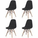 Ver imagem 1 de Conjunto Kit 4 Cadeiras Estofadas Charles Eames Botonê Preto com Base Madeira