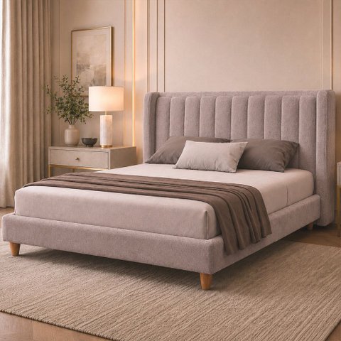 Cama Japonesa com Cabeceira Yeon Corea King Veludo Nobre Avelã - Sallar Home