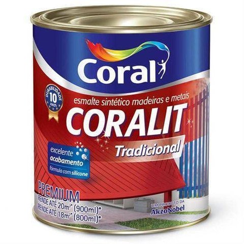 Tinta Esmalte Sintético Coralit Tradicional Brilhante Para Madeira e Metal Marrom 900ml - CORAL