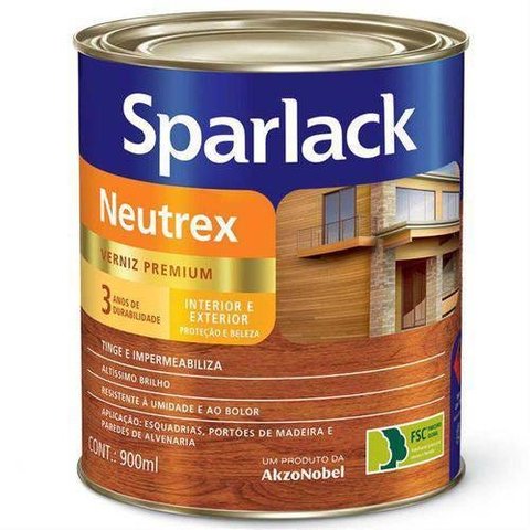 Verniz Sparlack Neutrex Para Madeiras E Paredes De Alvenaria Castanho Avermelhado 900ml - Sparlack