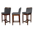 Ver imagem 2 de Kit 4 Banquetas Média para Bancada Ilha Líbia Madeira Capuccino Suede Cinza CCS