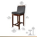 Ver imagem 3 de Kit 4 Banquetas Média para Bancada Ilha Líbia Madeira Capuccino Suede Cinza CCS