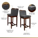 Ver imagem 4 de Kit 4 Banquetas Média para Bancada Ilha Líbia Madeira Capuccino Suede Cinza CCS