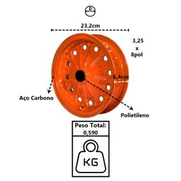 Aro Roda para Carrinho de Mão Aço Carbono 8pol 45 50 e 60l Minasul - 2