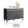 Balcão Gabinete Andreia 120cm Cinza Ajl Moveis Ajl Móveis Balcão, Gabinete, Cuba, Pia, Tampo, Mdf, M - 3