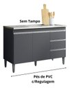 Ver imagem 3 de Balcão Gabinete Andreia 120cm Cinza Ajl Moveis Ajl Móveis Balcão, Gabinete, Cuba, Pia, Tampo, Mdf, M