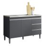 Balcão Gabinete Andreia 120cm Cinza Ajl Moveis Ajl Móveis Balcão, Gabinete, Cuba, Pia, Tampo, Mdf, M - 1