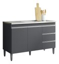 Ver imagem 1 de Balcão Gabinete Andreia 120cm Cinza Ajl Moveis Ajl Móveis Balcão, Gabinete, Cuba, Pia, Tampo, Mdf, M