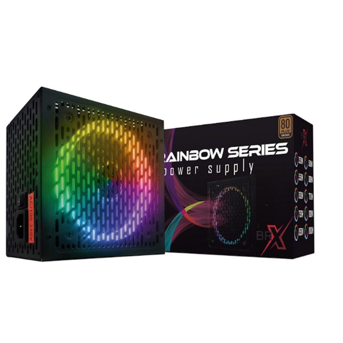 Fonte de Alimentacao Brx Rainbow 80 Plus 650w Rgb Bivolt