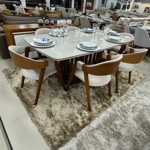 Sala de Jantar Mesa Esmeralda com 6 Cadeiras Luxxor