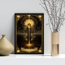 Ver imagem 1 de Quadro Carta Tarot Vintage - The Star 24x18cm - com Vidro:moldura Preta