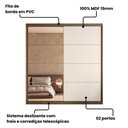 Ver imagem 4 de Guarda Roupa 2 Portas de Correr com Espelho 219 cm X 230 cm 100% MDF Cor:Nogueira e Areia