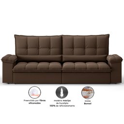 Sofá Sideral Retrátil e Reclinável com Molas no Assento 2,00m Velosuede - Netsofas  - 3