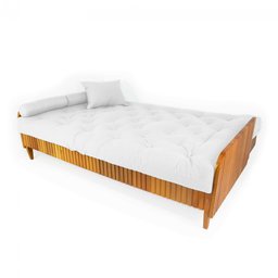 Sofá Cama Paris Ripado Acquablock Branco Off Madeira Nobre - 2
