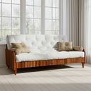 Ver imagem 3 de Sofá Cama Paris Ripado Acquablock Branco Off Madeira Nobre