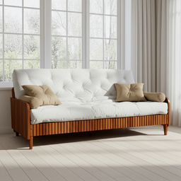 Sofá Cama Paris Ripado Acquablock Branco Off Madeira Nobre - 3 Sofá Cama Paris Ripado Acquablock Branco Off Madeira Nobre - 3