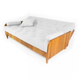 Sofá Cama Paris Ripado Acquablock Branco Off Madeira Nobre - 3