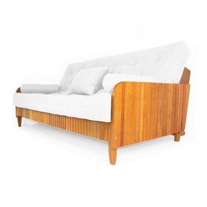 Sofá Cama Paris Ripado Acquablock Branco Off Madeira Nobre