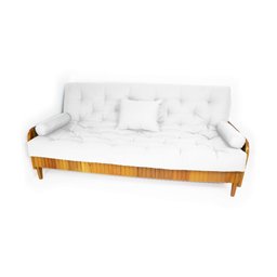 Sofá Cama Paris Ripado Acquablock Branco Off Madeira Nobre - 5