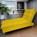 Ver imagem 1 de Sofa Cama Chaise Bicama Reclinavel Sala Lavinia Suede:Amarelo/Suede