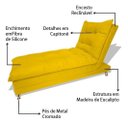 Ver imagem 2 de Sofa Cama Chaise Bicama Reclinavel Sala Lavinia Suede:Amarelo/Suede