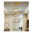 Ver imagem 5 de Lustre Pendente 5 Aneis Arcos 100cm Moderno Dourado Pe Direito Duplo Top Bivolt Equipe Led
