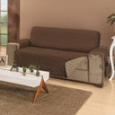 Ver imagem 2 de Protetor de Sofá Dupla Face Manu 3 Lugares King - Cáqui/Tabaco