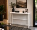 Ver imagem 4 de Mesa Jantar Aparador Bancada Alta Industrial 180x60cm Tampo Branco Pés Branco