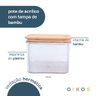 Kit 2 Potes Acrílico 900ml Tampa Bambu Herméticos Quadrado - 3