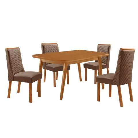 Mesa de Jantar Copper 120cm Tampo MDF Laminado Canto Copo com 4 Cadeiras Carolina