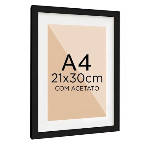 Moldura Quadro Tradicional com Acetato e Paspatur para Foto A4 21x30cm