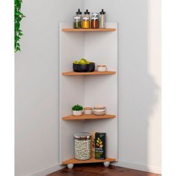 Armário Multiuso Prateleira de Canto Estante Mark Branco com Nature - Potenza - 1