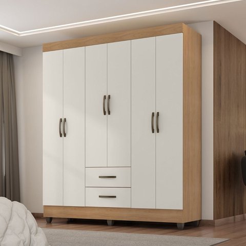Guarda Roupa Domus Bella Casal 6 Portas Nature Off White