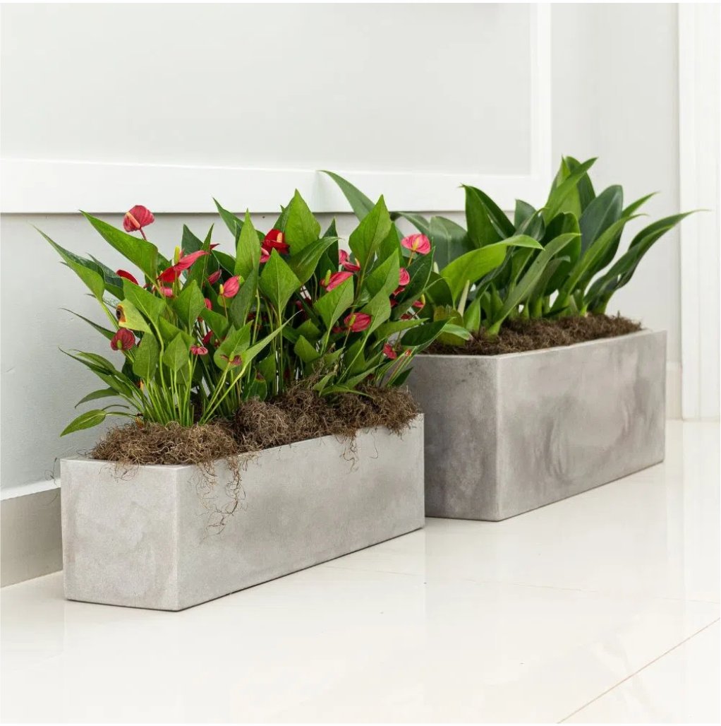 Vaso Floreira Jardineira Flat Polietileno 77x29x29cm Japi - Cimento Queimado - 3