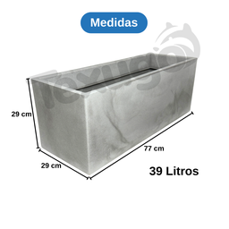 Vaso Floreira Jardineira Flat Polietileno 77x29x29cm Japi - Cimento Queimado - 2 Vaso Floreira Jardineira Flat Polietileno 77x29x29cm Japi - Cimento Queimado - 2