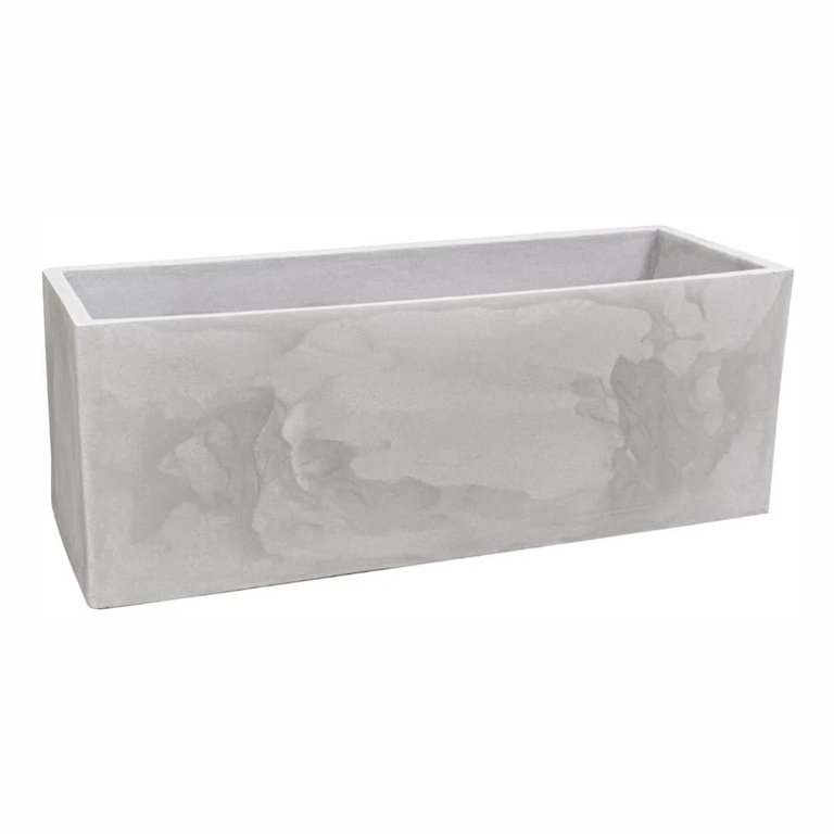 Vaso Floreira Jardineira Flat Polietileno 77x29x29cm Japi - Cimento Queimado