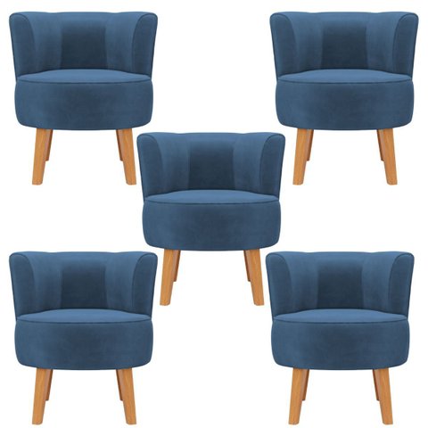 Jogo 5 Cadeiras Decorativa para Sala de Estar Aconchegante Tecido Veludo Moderna Aconchegante