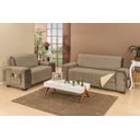 Ver imagem 1 de Protetor de Sofá Dupla Face Manu 2 e 3 Lugares King - Cáqui/Palha